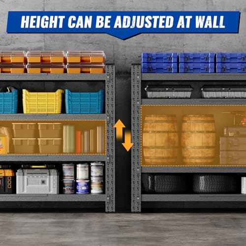 BYNSOE 68" W Storage Shelves 8000lbs Garage Metal Shelving Heavy Duty Garage Shelves Adjustable Storage Shelves for Industrial, Factory, (68" W X 24" D X 63.5" H)