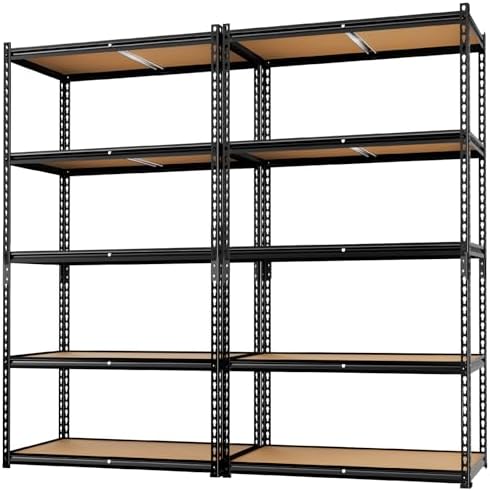 LEVELEVE 5-Tier Storage Shelving Unit, Metal, for Kitchen, Garage, Laundry Room, Adjustable, 35" L x 16" W x 70" H, Rectangular, 2 Pack