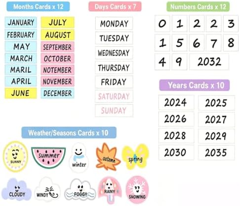 Learning Calendar Weather Time Wall Center Classroom Pocket Chart For Kids