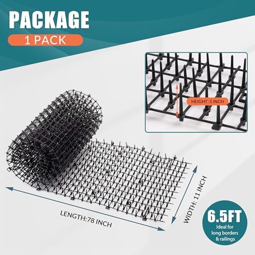 6.5ft Cat Scat Mat with Soft Spikes, Humane Indoor/Outdoor Cat Deterrent Mat for Garden, Countertops & Furniture, 78" x 11" Plastic Repellent Strip