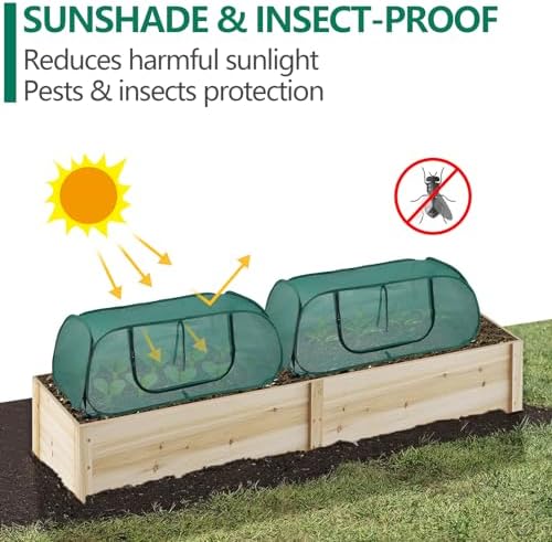 Garden Bed Cover 2 Pack, Mesh Netting Tent, Crop Cage for Raised Bed,- 30% Sunblock Shade Cloth with Metal Anchoring Spikes - Protects Plants Against Birds and Small Animals - 45"x22"x16"(H)