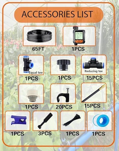 Drip Irrigation System,Automatic Garden Watering System, 360 Degree Adjustable Garden Sprinkler, High Output Mist Spray Nozzle for Potted Plants, Easy Connect & Rotating Head, Customizable Water Flow