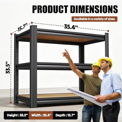 Storge Shelves 3-Tier Metal Shelving Unit, Adjustable Steel Shelves, Boltless Easy Assembly, Freestanding Shelving for Garage, Basement, Warehouse,3-Pack