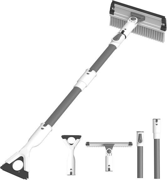 47.3" Extendable Ice Scrapers for Car Windshield and Snow Brush for Car, Heavy Duty 2-in-1 Snow Scraper with 180° Pivoting Head for Truck & SUV, Detachable Winter Accessories