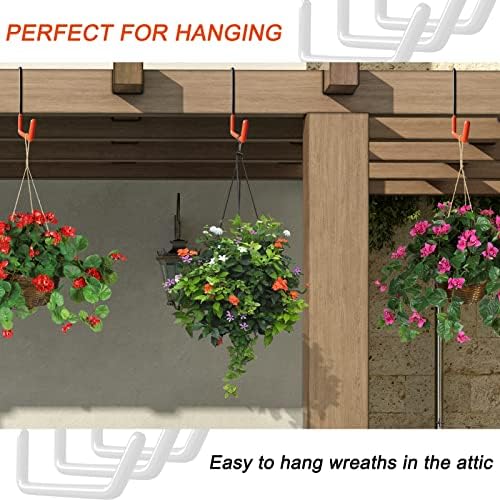HUPBIPY Rafter Hanger Large S Garage Hooks Bike Storage System Holder Organizer, with Non Slip Coating, for Organizing Hanging Basket, Ladders,Bicycle Wheel,Ropes and Bulk Items (6Pack, Orange)