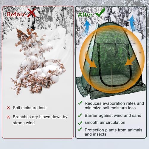 2 PCS Pop up Plant Cover Tent for Outdoor Plants, Large Plant Shade Tent 80% UV Resisitant Sunblock Shade Cloth Net Zipper Door Garden Pest Guard Plants Sun Protection with Stakes, 28 x 28 x 32 Inch