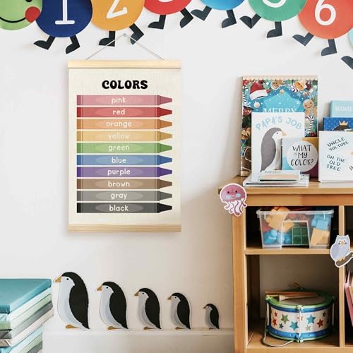 TLESKE Colorful Classroom Colors Learning Educational Poster Hanger Frame, Homeschool Hanging Wall Art Decor for Toddlers Kids Room Nursery Playroom, Preschool Prek Poster Print Banner, 16x24