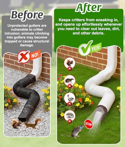 WADEO Rain Gutter Downspout Extension Hose Guard, Drain Downspout Extender Outlet Filter and Leaf Guard, for Standard 4'' Circular Threaded Hose, Brown