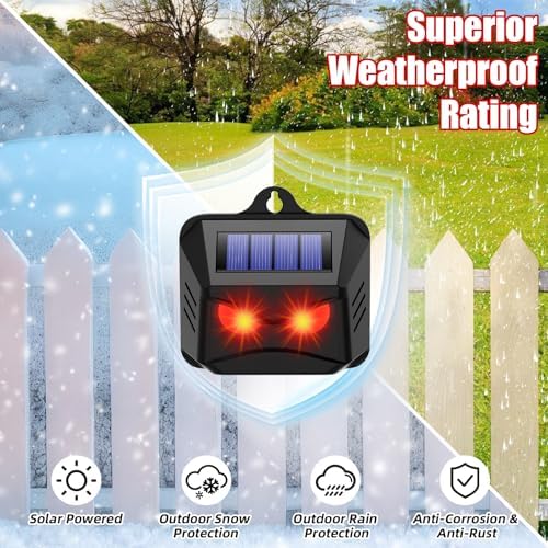 4 Pack Upgraded Solar Nocturnal Animal Repeller Outdoor, Auto Activate Red Predator Eyes Animal Deterrent Lights Sensor for Deer Raccoon Coyote Skunk Fox Control for Chicken Coop Yard Farm Protection