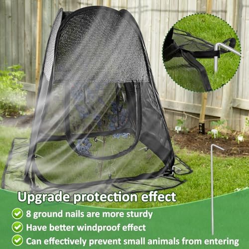 2pack Pop up Plant Shade Tent, Plant Shades for Outdoor Plants Mesh Plant Cover with 8 Stakes Pop up Sunblock Shade with Zipper Door Pest Guard Cover Protect Outdoor Plants from Animals(28x28x32in)