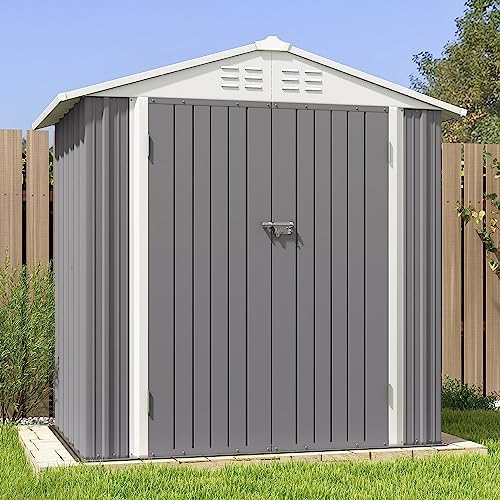 Patiowell 6x4 FT Outdoor Storage Shed, Metal Outdoor Sheds with Vents&Lock