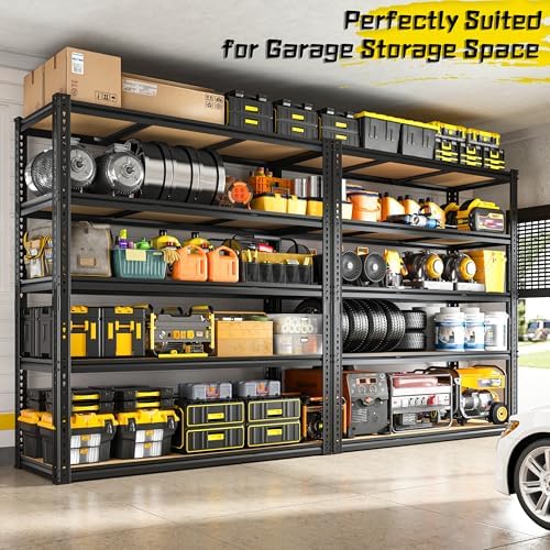 ROOMFAVE 48" W Garage Shelving Heavy Duty 2800LBS,5 Tier, Black, Industrial