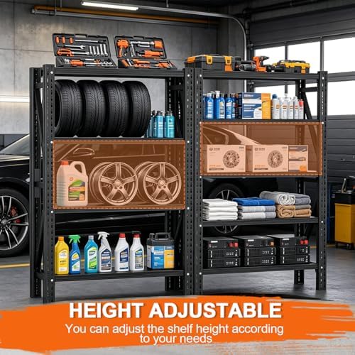 31.5''W Heavy Duty Storage Shelves, 2500LBS Metal Garage Shelving Units, 4 Tier Adjustable Large Industrial Shelves for Warehouse Workshop Basement (31.5''W x 13.8''D x 73.2''H), 3 Pack