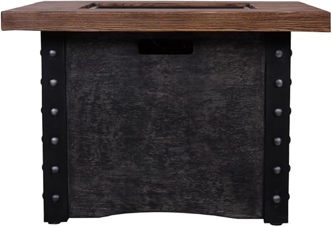 Afterglow Outdoor TerraFab Propane Fire Pit Table for Outside Patio Backyard Garden, Firepit Table with Weather Cover and Lava Rocks，50000 BTU，34.5”X34.5”X23.8”H, Black, CSA Certificated