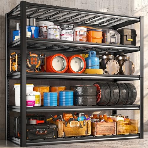 REIBII 48.2" W Storage Shelves for Garage, Adjustable Garage Shelving