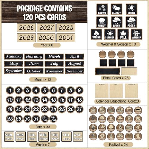 Sinload Classroom Calendar Pocket Chart Black, Industrial Chic