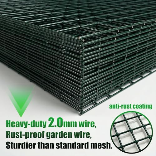 8 Pack Extra Tall Plant Protectors from Animals, 12"x24" Wire Garden Cages for Large Plants Shrubs, 2mm Heavy Duty Metal Mesh Guard for Deer Rabbits, Reusable Garden Protection with Stakes