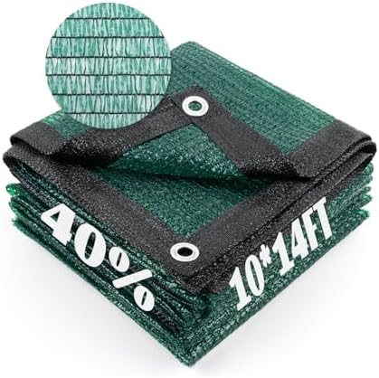 Cool Area Sun Shade Cloth with Grommets for Garden, 40% 10x14ft, Dark Green