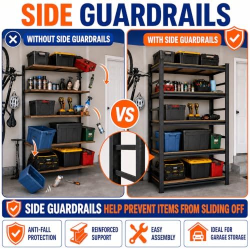 PRESTELION Garage Shelving Heavy Duty Metal Unit Adjustable 5-Tier