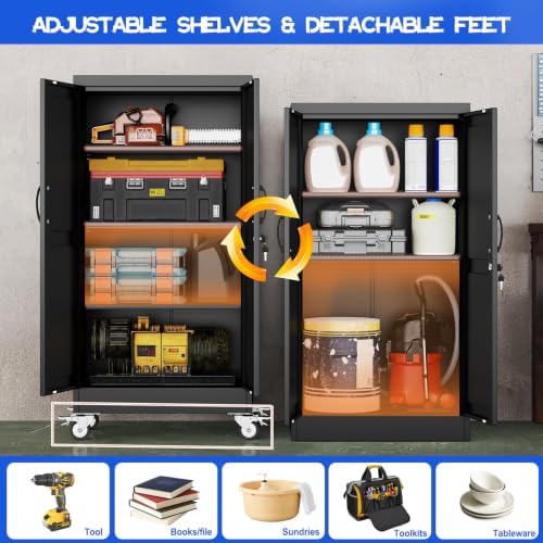 GAIOUS 47.2" Tall Metal Storage Cabinet with Lock and Wheels,Office Cabinet
