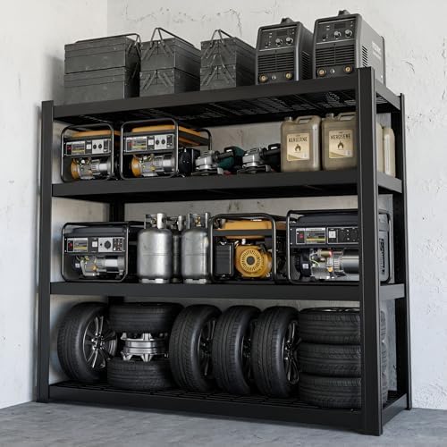4-Tier Heavy Duty Garage Shelving, 8,000 lbs Capacity Adjustable Metal Storage Shelving Unit for Garage, Basement, Warehouse & Workshop, 71" W x 24" D x 71" H