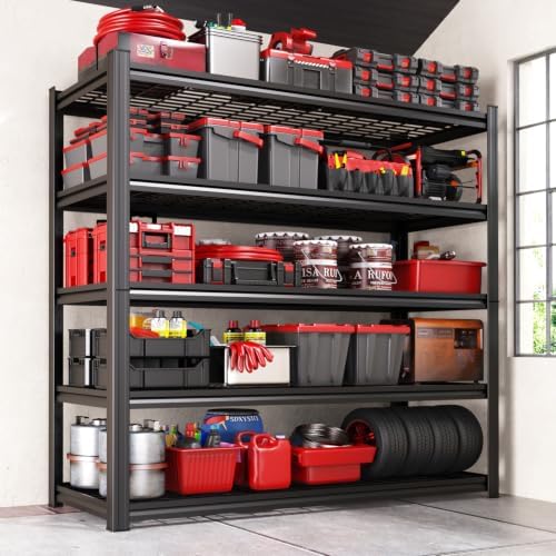 78" H Garage Shelving Heavy Duty Storage Shelves, Adjustable Metal Shelving Unit, Utility Garage Organizer Shelf for Basement, Pantry, Kitchen, Warehouse, Supermarket, 45.6" Wx19.7 Dx78 H