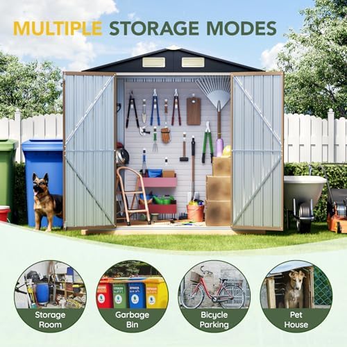 Breezz Outdoor Steel Storage Shed, 4 x 6 ft