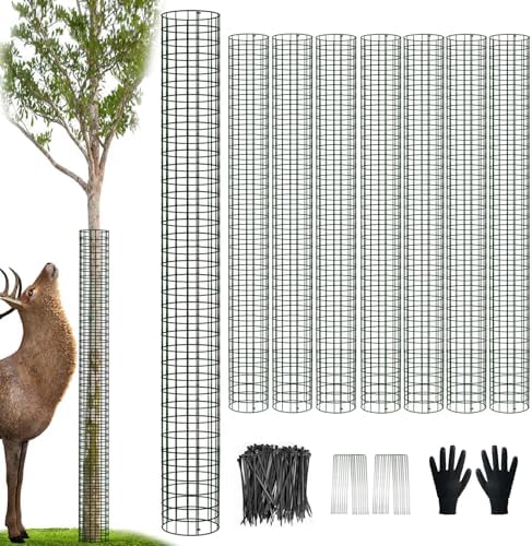 48" Metal Tree Trunk Protector, 8 Pack Mesh Tree Guards Tree Protectors with Zip Ties, Stakes, ExpandableTree Trunk Protector Guard, Tree Protectors from Deer, Mower, Animals(48",8 Pack)