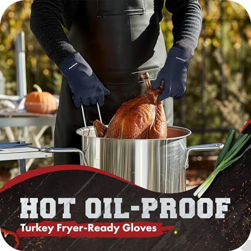 KITCHEN PERFECTION Silicone Smoker BBQ Gloves - Heat Resistant Oven Mitts