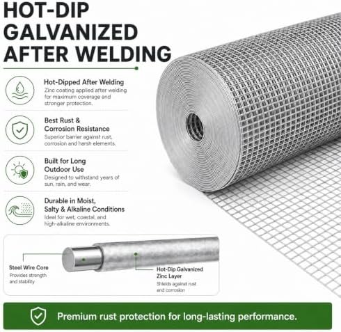 GoldPeak Hardware Cloth Chicken Wire 60 x 100 Ft with 1/2 inch Mesh 19 Gauge