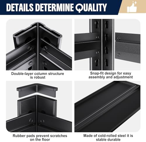 Set of 3 Heavy Duty Garage Shelving Unit, 71.2" H x 35.4" W x 16" D, 5-Tier Adjustable Storage Shelves for Garage Storage, Standing Shelf Unit & Shelves Organizer for Home, Warehouse, Workshop