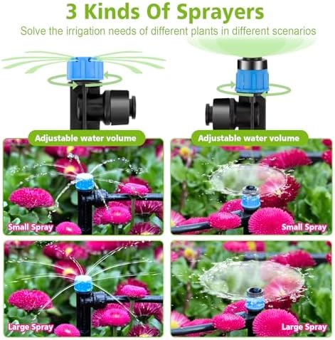 102FT Drip Irrigation System Kit, New Quick-Connect, Automatic Garden Watering Misting System for Greenhouse, Yard, Lawn, Plant with 1/2 inch Hose 1/4 inch Distribution Tubing and Accessories