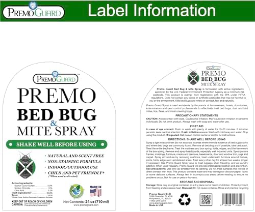 Premo Guard Bed Bug & Mite Killer Spray – University Tested 100% Kill Rate