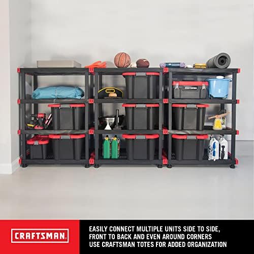 CX Craftsman 4-Tier Heavy Duty Plastic Storage Shelves, Garage Organization