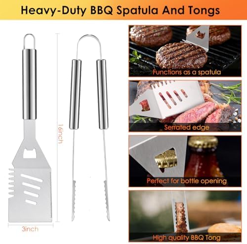 Yoehka BBQ Grilling Accessories Set, 34Pcs Heavy Duty Grill Tools, Silver