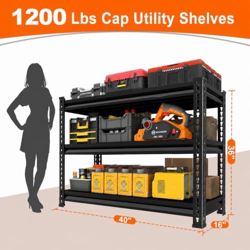 Metal Garage Shelving for Storage - 40" W x 16" D x 36" H