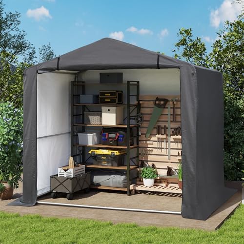 COVERONICS 6' x 4' Outdoor Portable Storage Shelter Shed, Grey