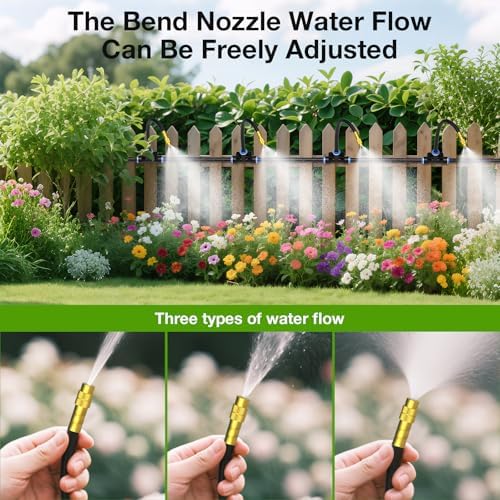 MIXC 1/4" 100Ft Drip Irrigation System for Garden with 16pcs 360°Adjustable Brass Nozzles & Bendable Rod,Upgraded Watering System Kit for Outdoor Plants,Lawn,Raised Bed,Potted Plant,Yard,Greenhouse