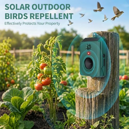 2026 Solar Ultrasonic Bird Repellent Devices Bird Repeller Outdoor Woodpecker Deterrent for House IP65 Waterproof Bird Deterrent Pigeon Goose Repellent for Outside Patio Porch Balconies Rooftop (2)