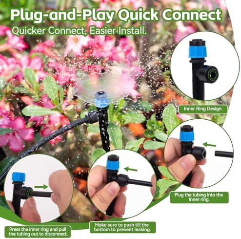 Inntop 240FT Drip Irrigation System Kits, Quick Connect Automatic Garden Watering System for Raised Bed, Potted Plants, Lawn, Greenhouse with 1/2 inch Hose 1/4 inch Tubing and Accessories