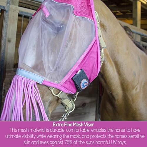 Derby Originals Patriotic Reflective Safety Horse Fly Mask with Ears and Nose Cover Fringes with 1 Year Warranty (White, (X-Large (Oversize/Warmblood))
