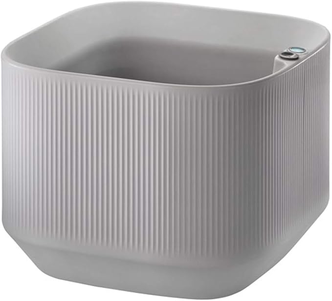 Crescent Garden Modular Self-Watering Plant Box with TruDrop Water Level Indicator, Indoor/Outdoor, Small Modern Box Planter for Herbs, Flowers, Peace Lily, Houseplants - 20"x20"x16"H (Ash)