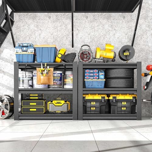 Garage Shelving, Garage Adjustable Storage Shelves 3 Tier Storage Shelves, Heavy Duty Shelving, 31.5" H*23.6" W*15.7" D,Black