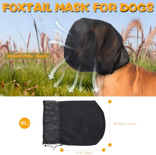 Foxtail Mask for Dogs(XL), Field Net Guard Dog Foxtail Protection Hood for Dogs Prevent Foxtails Thorns Rocks Insects, Dog Face Guard for Hiking,Outdoor Adventures