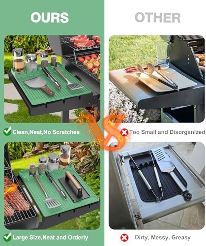 Silicone Grill Mat for Blackstone Griddle Accessories, 8-Slot Tool Mat
