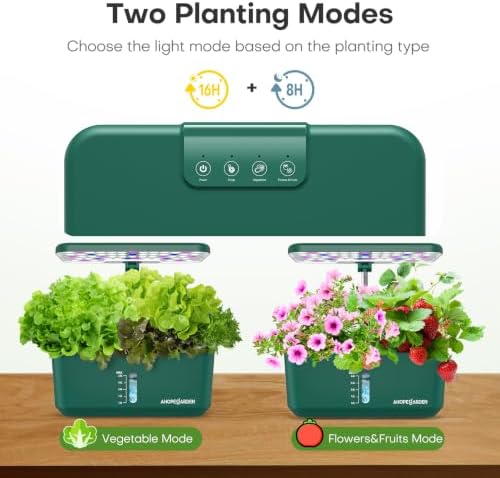 Ahopegarden Hydroponics Growing System: 10 Pods Indoor Herb Garden with LED