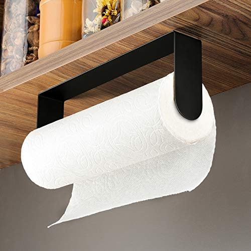 ZUNTO Black Paper Towel Holder, Self Adhesive, for Wall or Under Cabinet