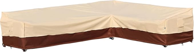 Outdoor Sectional Cover-L-Shaped Patio Furniture Covers Waterproof Rip-Stop Anti-UV 600D Outdoor Couch Sofa Cover with 3 Air Vents, Left-facing, 120''L(90''L)35''D35H"