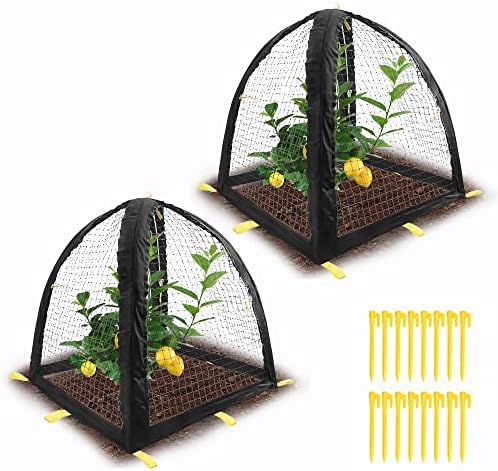 2PCS Pest Guard Cover-22 x 22 x 23 Inch Mesh Plant Cover for Pests-Garden Plants Cloche Tent for Protect Plants Vegetables Fruits Shrubs from Squirrel Animal Eating