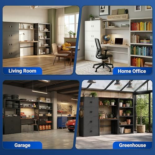 FLEXIMOUNTS 117"L 3-in-1 Modular Garage Storage Cabinet with Workbench